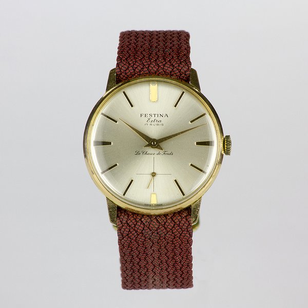 elegante 50er-Jahre FESTINA 'Extra' Uhr mit Handaufzug & vergoldetem Gehäuse